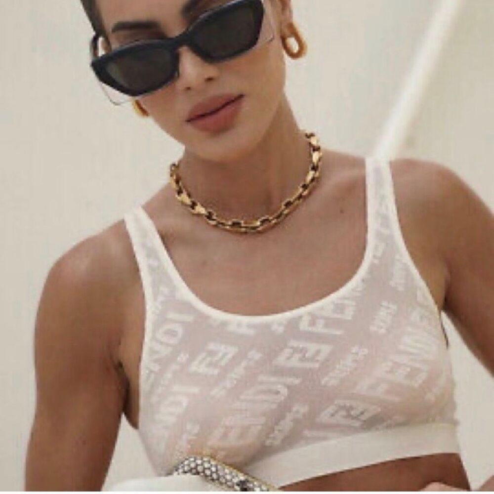 Fendi x Skims Logo Sheer Bra | Cream in Small